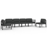 Set mobilier de gradina cu perne, 6 piese, antracit, aluminiu