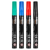 Set markere pentru constructii permanente NEO TOOLS, 4 culori, varf 4,4 mm