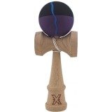 Kendama X Originala, Profesionala, Cyrax, din Lemn, Rubber Grip, 18 cm, Negru/Mov/Albastru