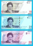 Iran SET 3x (p#160-162) 1+2+5 Toman 2021-22 UNC 'Seria de tranziție'; (ROG CITITI DETALIILE!)