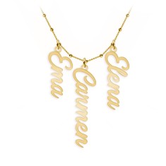 Olelo - Colier bile argint 925 placat cu aur galben 24K personalizat cu nume