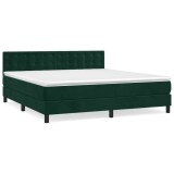 Cumpara ieftin Pat box spring cu saltea, verde inchis, 180x200 cm, catifea