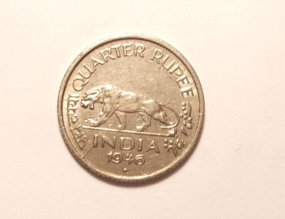 INDIA QUARTER RUPIA 1946 PANTERA / EROARE SUB LITERA I foto