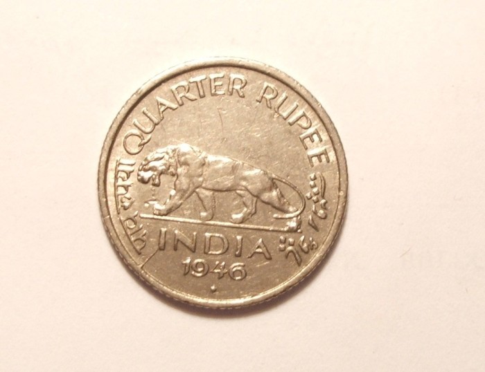 INDIA QUARTER RUPIA 1946 PANTERA / EROARE SUB LITERA I