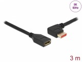 Cablu prelungitor Displayport 8K60Hz/4K240Hz HDR unghi stanga/drept T-M 3m, Delock 87076