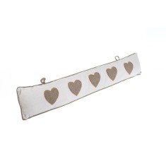 Protectie anti curent ecru cu carouri maro si inimi, 90 x 14 cm