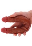 Dildo Dublu Realist Foreskin, Silicon Premium Strat Dublu, Natural, 40 cm