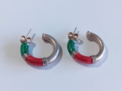 Cercei din argint cu email #BB89 foto