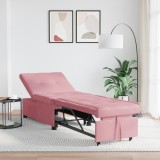 vidaXL Canapea 3 &icirc;n 1 cu design extensibil din catifea roz
