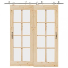 vidaXL Set piese pentru ușă glisantă, argintiu, 200 cm oțel inoxidabil