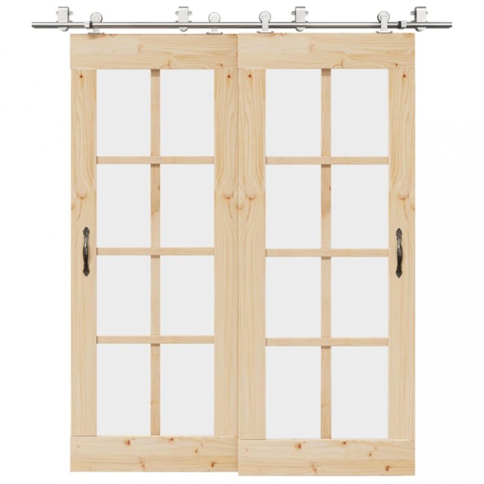 vidaXL Set piese pentru ușă glisantă, argintiu, 200 cm oțel inoxidabil