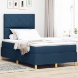 Cumpara ieftin Pat cu arcuri cu saltea albastru 120 x 200 cm țesătură