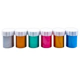 Acuarele guasa, set 6 culori metalice, 22 ml/flacon, pe baza de apa, pensula inclusa, pentru multiple suprafete, Oem
