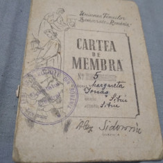 CARTEA DE MEMBRA UNIUNEA FEMEILOR DEMOCRATE DIN ROMANIA COMITETUL CENTRAL1948