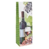 Sacosa Cadou cu Model Struguri din Folie Argintie pentru Sticle de Vin, 12x9x36cm, CMCLASS