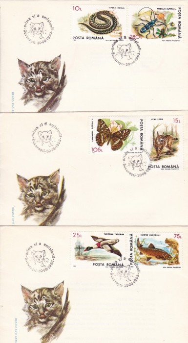 ROMANIA 1993 LP 1317 FAUNA PROTEJATA SERIE FDC