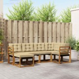 Cumpara ieftin Set de canapele de exterior 6 buc. 6-Locuri Natural si Bej