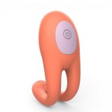Vibrator pentru cupluri INTOYOU Lovit, control prin telecomandă, 10 funcții de vibrație, din silicon moale, rezistent la apă, portocaliu, 11.5 cm