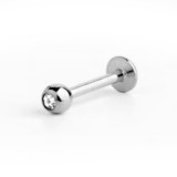 Piercing Ureche Labret - 1.2x8x2.5 - argintiu piatră albă