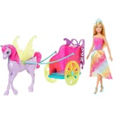 Set de Joaca Barbie Dreamtopia, Papusa Barbie cu trasura magica, Mattel
