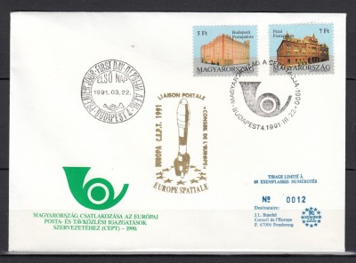 Ungaria1991 - FDC SPECIAL AUR - EUROPA SPATIALA - Tiraj 60 ex. numerotate foto