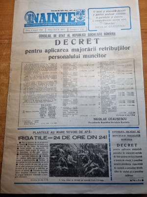 ziarul inainte 2 august 1988-articole braila,decret pt majorarea salariilor foto
