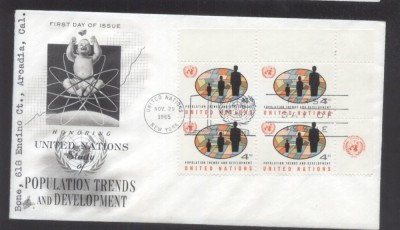 UN New York 1965 World population conference Mi.160 x 4 FDC UN.286 foto