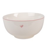 Cumpara ieftin Bol portelan alb roz Inimioara &Oslash; 14x7 cm / 500 ml