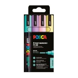 Set 4 markere UNI Posca PC-5M, varf rotund 1.8, 2.5 mm , culori pastel