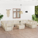 VidaXL Set mobilier grădină paleți, 10 piese, lemn de molid tratat 3063728