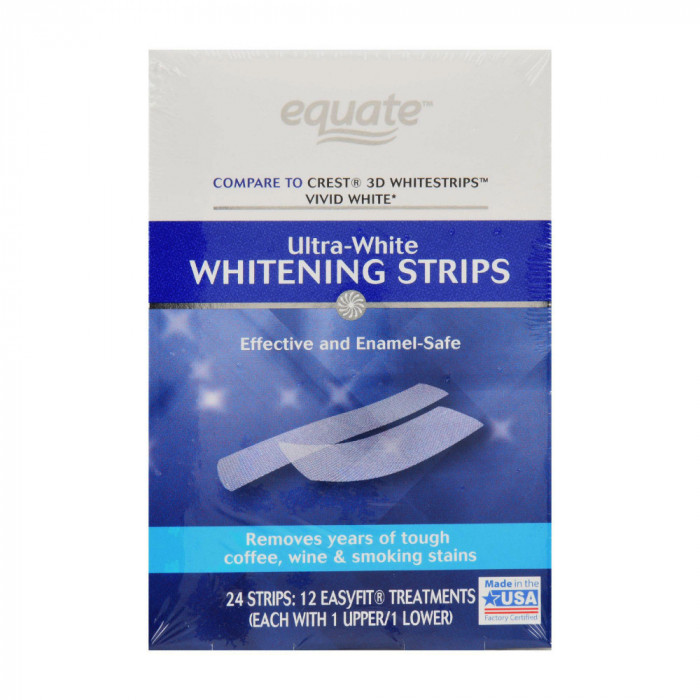 Cutie 12x Plicuri, Benzi Albirea Dintilor, Equate, Ultra-White, 10% Concentratie