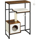 FEANDREA Mobilier 2 in 1 pentru pentru pisici cu ascunzatoare, 74x34x114cm, maro vintage Household NewTrend