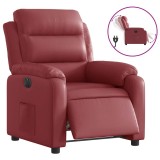 Cumpara ieftin Fotoliu rabatabil electric, rosu vin, piele ecologica