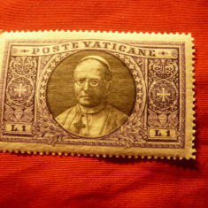 Timbru Vatican 1939 - Papa Pius XI ,val. 1L violet ,sarniera