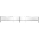 vidaXL Gard de grădină cu v&acirc;rf circular din oțel, 1070x120 cm, negru 277670