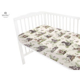 Cearceaf cu elastic MimiNu pentru patut 90x40 bumbac Design Calm Forest Natural