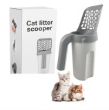 Lopatica de nisip pentru litiera animalelor, din plastic rezistent, cu suport pentru pungile de gunoi, gri
