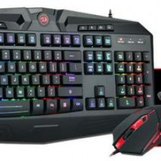 Kit Gaming Redragon S101-BA, Tastatura LED RGB Backlit + Mouse Centrophorus + Casti Garuda + Mousepad Archelon M (Negru/Rosu)
