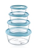 Set 4 cutii de depozitare, rotunde, 300, 700, 1100, 1750 ml, JollyMag, HOB021021