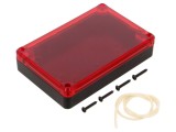 Carcasa universala MASZCZYK ABS Neagra 80x120x27mm, Tip Inchidere Rasucire, Capac Rosu Semitransparent