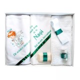 Trusou Botez, 6 Piese cu Text Imprimat &quot;Azi m-am crestinat&quot;, Verde, Inger - TB178