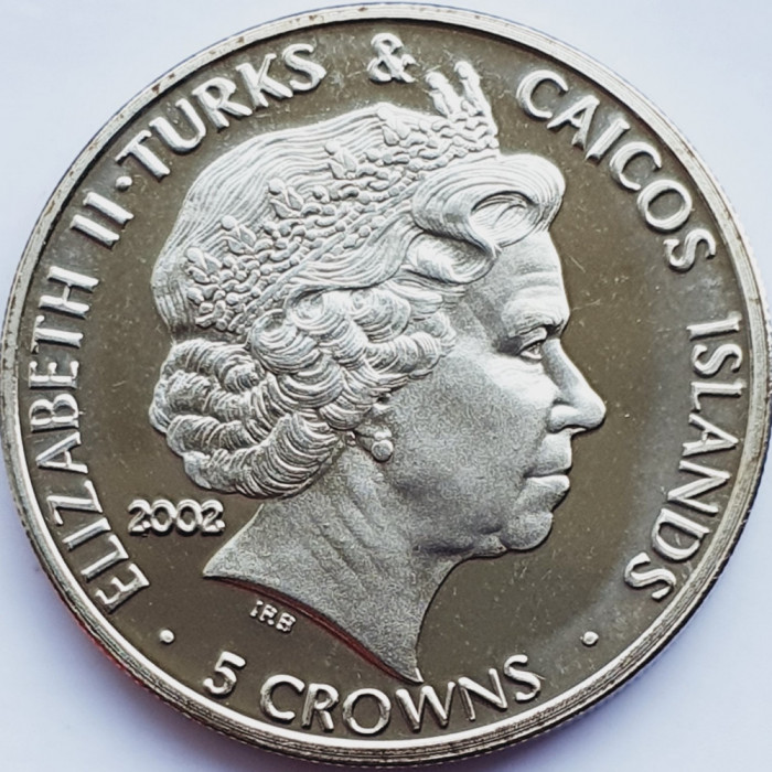 3000 Turks &amp; Caicos 5 Crowns 2002 Elizabeth II (Queen Mother) km UNC
