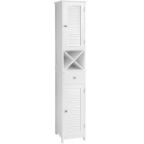 VASAGLE Dulap de depozitare de baie inalt tip coloana, cu usi si sertar, 32x30x170 cm, alb Household NewTrend