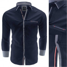 Camasa pentru barbati bleumarin Slim fit casual cu guler Follonica foto