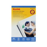 Hartie Foto Kodak 4R 10x15 Ultra Premium Satin 270g, 20 Coli, Rezistenta Apa, Uscare Rapida, 5760 DPI