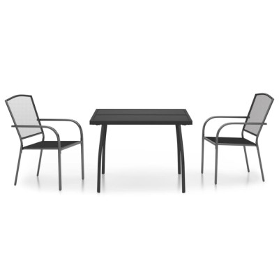 Set de masa gradina, 3 piese, antracit, otel foto