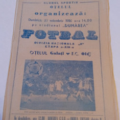 Program meci fotbal OTELUL GALATI - FC OLT (23.11.1986)