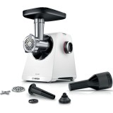Masina de tocat Bosch MFWS607W, 2100W, 3.5kg/ min, 2 site, palnie carnati, accesoriu pt kebbe, cutit cu 2 taisuri, Alb