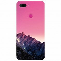 Husa silicon pentru Xiaomi Mi 8 Lite, Mountain Peak Pink Gradient Effect