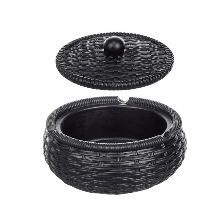 Scrumiera rotunda din ciment, cu capac, 11x5 cm, ATU-087733